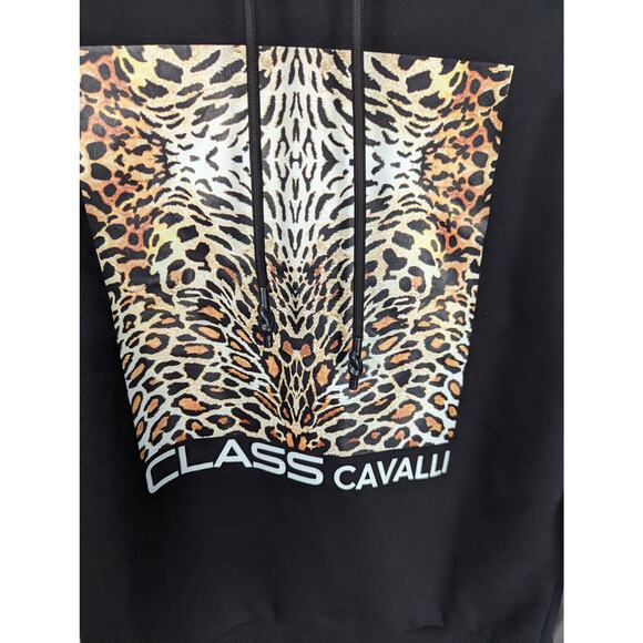 Cavalli Class by Roberto Cavalli Men's Leopard Graphic Hoodie Black Small NWT - Picture 9 of 10